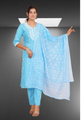 Jaipur fashion factory Embroidered Kurta, Trouser/Pant & Dupatta Set