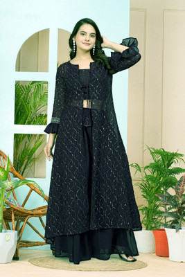 HOUSE OF COMMON Embroidered Anarkali Kurta, Bottom & Dupatta Set