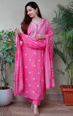 Claria Creation Embroidered Kurta, Trouser/Pant & Dupatta Set