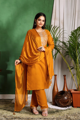 Wearpeach Embroidered Kurta, Trouser/Pant & Dupatta Set