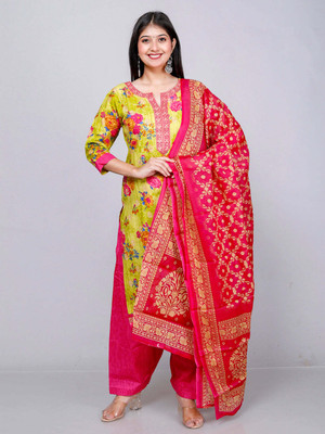 Jevi Prints Floral Print Kurta, Patiala & Dupatta Set
