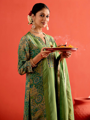 Jaipur Kurti Embroidered Kurta, Trouser/Pant & Dupatta Set
