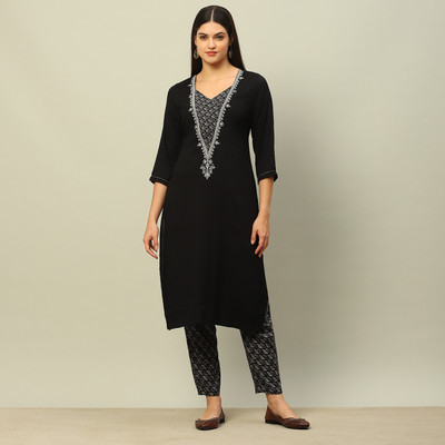 RANGRITI Solid Kurta, Trouser/Pant & Dupatta Set