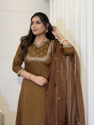 HOUSE OF COMMON Embroidered Kurta, Salwar & Dupatta Set