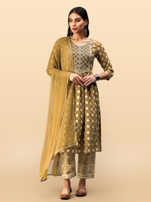 Anouk Rustic Embroidered Kurta, Trouser/Pant & Dupatta Set