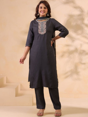 Anouk Rustic Embroidered Kurta, Trouser/Pant & Dupatta Set