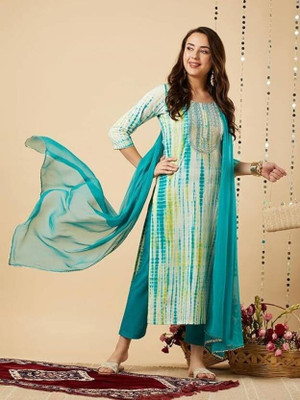 LAVANDIS Printed Kurta, Trouser/Pant & Dupatta Set