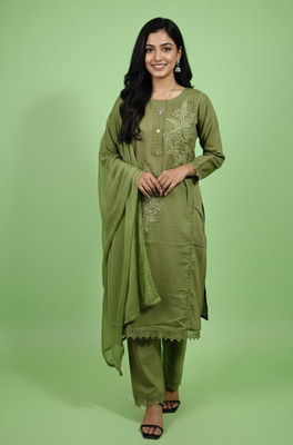 KAKKA JI COLLECTIONS Solid Kurta, Trouser/Pant & Dupatta Set