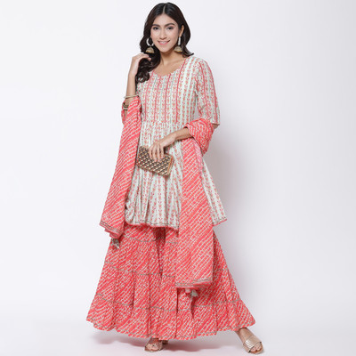 BIBA Printed Kurta, Sharara & Dupatta Set