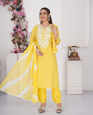 ROSHNI Embroidered Kurta, Trouser/Pant & Dupatta Set