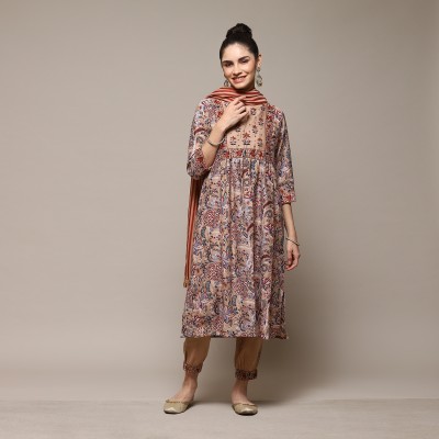 BIBA Floral Print Kurta, Salwar & Dupatta Set