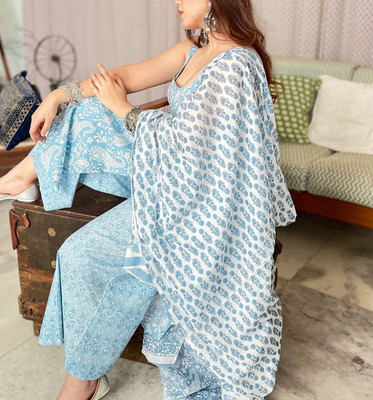 Harsh Enterprises Printed Kurta, Palazzo & Dupatta Set