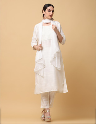 Angkor Embroidered Kurta, Trouser/Pant & Dupatta Set
