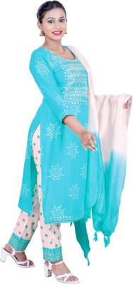 SABRANG MIX & MATCH Embroidered Kurta, Trouser/Pant & Dupatta Set