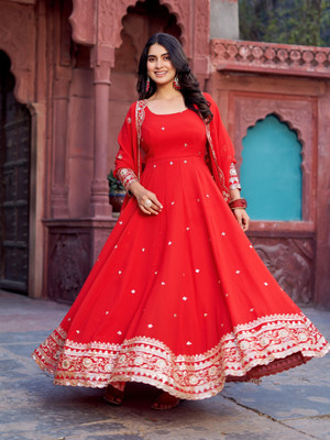 LeeliPeeri Designer Embroidered Anarkali Kurta, Bottom & Dupatta Set
