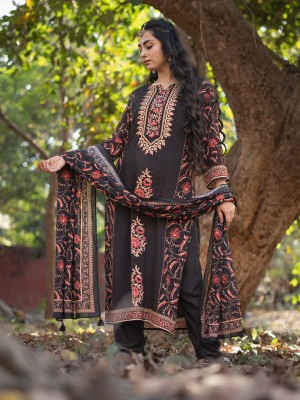 EARTH -O-FAB Embellished Kurta, Trouser/Pant & Dupatta Set