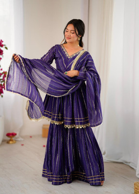 Prabhuji Fashion Self Design Kurta, Sharara & Dupatta Set