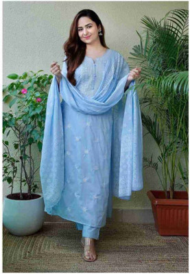 Zaneta Self Design Kurta, Trouser/Pant & Dupatta Set