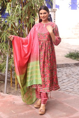 v tradition Embroidered Anarkali Kurta, Bottom & Dupatta Set