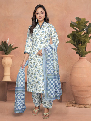 Eeloo Embroidered Kurta, Trouser/Pant & Dupatta Set
