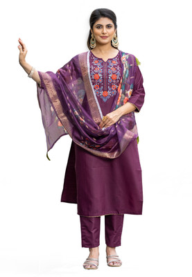 FAIRYPINK Embroidered, Printed, Self Design, Solid Kurta, Trouser/Pant & Dupatta Set