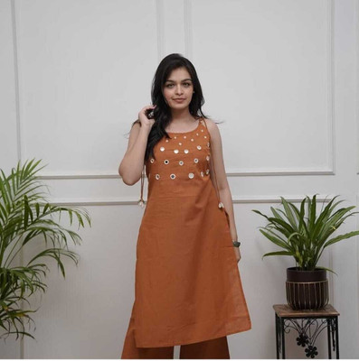 Aameriya Solid Kurta, Palazzo & Dupatta Set