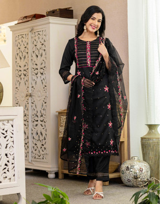 Skylee Embroidered Kurta, Trouser/Pant & Dupatta Set