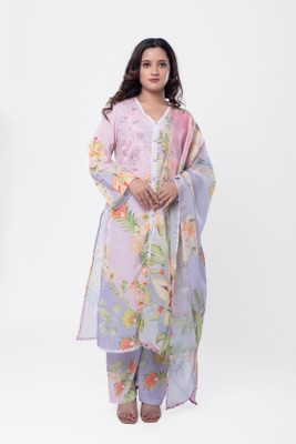 LABEL BY ANUSHA Graphic Print Kurta, Trouser/Pant & Dupatta Set