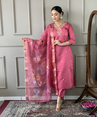 Tylissa Embroidered Kurta, Trouser/Pant & Dupatta Set