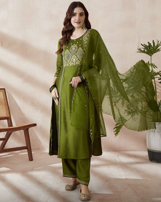 Tasrika Embroidered Kurta, Trouser/Pant & Dupatta Set