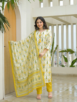 DIVENA Printed Kurta, Trouser/Pant & Dupatta Set