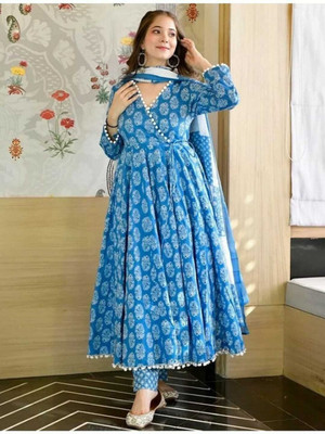 RD Textiles Printed Anarkali Kurta, Bottom & Dupatta Set
