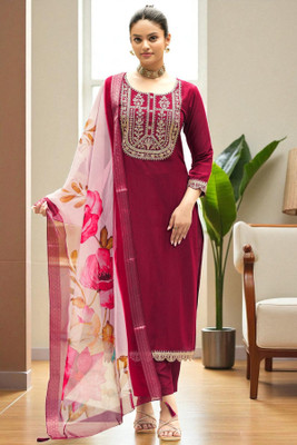 yourstore Embroidered Kurta, Trouser/Pant & Dupatta Set