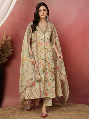 ANOUK Printed Kurta, Trouser/Pant & Dupatta Set
