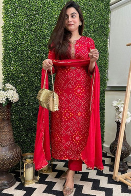 RaghviFab Printed Kurta, Trouser/Pant & Dupatta Set