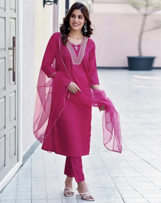yourstore Embroidered Kurta, Trouser/Pant & Dupatta Set