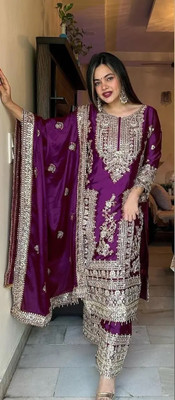 AMALAK Embroidered Kurta, Trouser/Pant & Dupatta Set