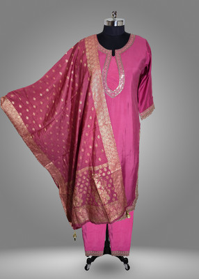 Velmora Self Design Kurta, Trouser/Pant & Dupatta Set