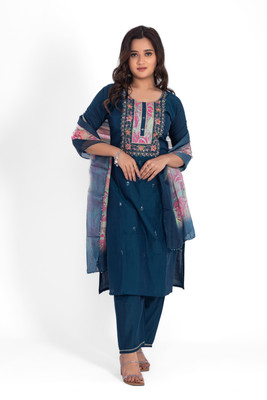 LABEL BY ANUSHA Embroidered Kurta, Trouser/Pant & Dupatta Set
