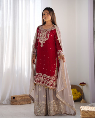 lkfashion Embroidered Kurta, Salwar & Dupatta Set