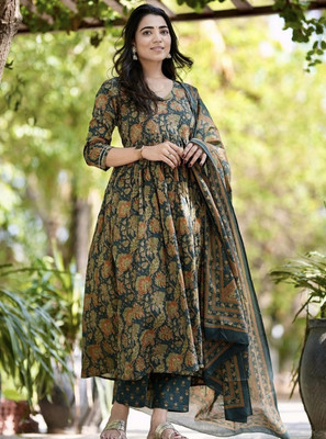 Jalatofive Floral Print Kurta, Palazzo & Dupatta Set