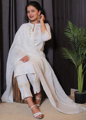 Maadwara Embroidered Kurta, Trouser/Pant & Dupatta Set
