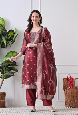 PRClothing Embroidered Kurta, Trouser/Pant & Dupatta Set