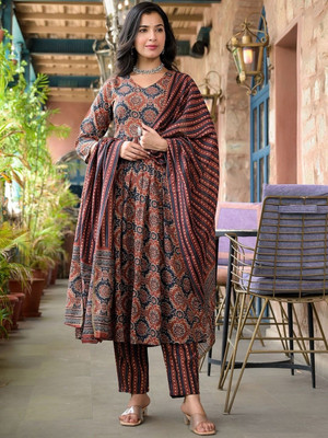 ShechoiceFAB Printed Anarkali Kurta, Bottom & Dupatta Set