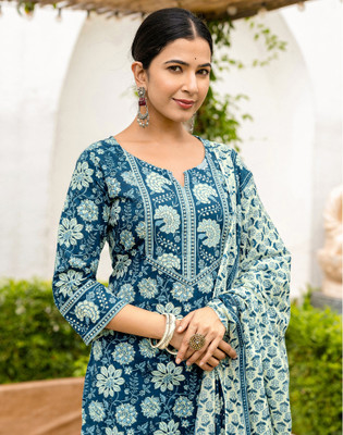 Skylee Floral Print Kurta, Salwar & Dupatta Set