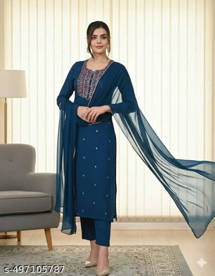 Radhesam fashion Embroidered Kurta, Dhoti Pant & Dupatta Set