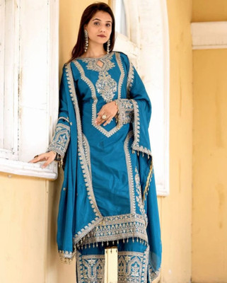 trihora Embroidered Kurta, Trouser/Pant & Dupatta Set