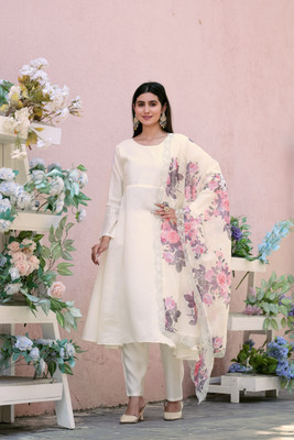 Pristinotexarc Solid Kurta, Salwar & Dupatta Set