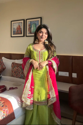 Tryambakam Embroidered Kurta, Sharara & Dupatta Set