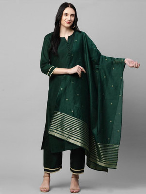 CreationRajvi Self Design, Polka Print Kurta, Palazzo & Dupatta Set